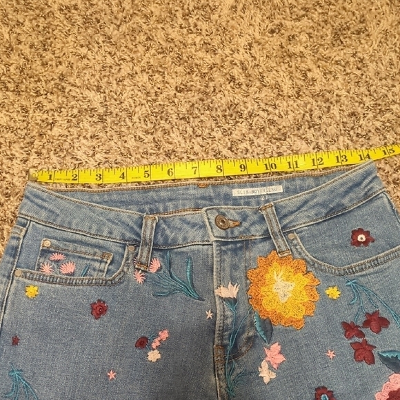 Espirit edc denim & dry goods light blue floral embroidered slim boyfriend jeans - Picture 10 of 12